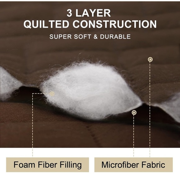 Chocolate Brown and Beige Reversible Sofa Cover, Large (fits 68” sofa) - Picture 3 of 7